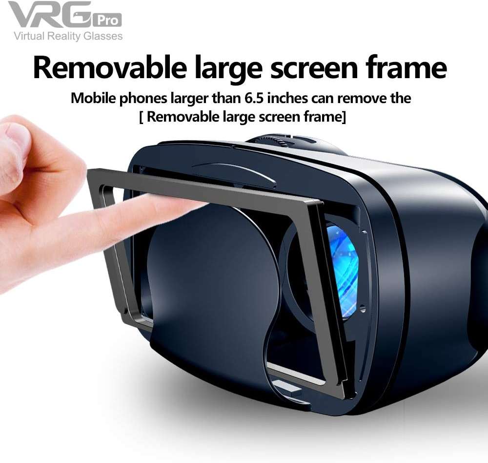 NEWSTYP 5~7inch VRG Pro 3D VR Glasses Virtual Reality Full Screen Visual Wide-Angle VR Glasses Box for 5 to 7 inch Smartphone Eyeglasses with Remote Control (Black Basic) - Image 4