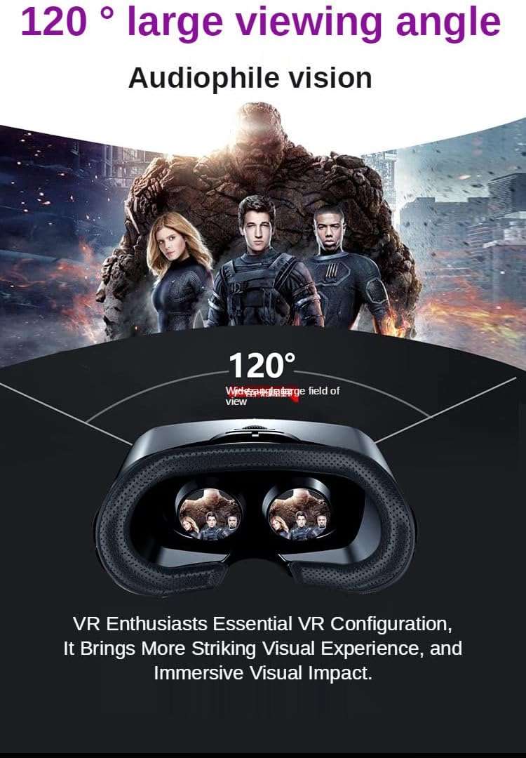 NEWSTYP 5~7inch VRG Pro 3D VR Glasses Virtual Reality Full Screen Visual Wide-Angle VR Glasses Box for 5 to 7 inch Smartphone Eyeglasses with Remote Control (Black Basic) - Image 8