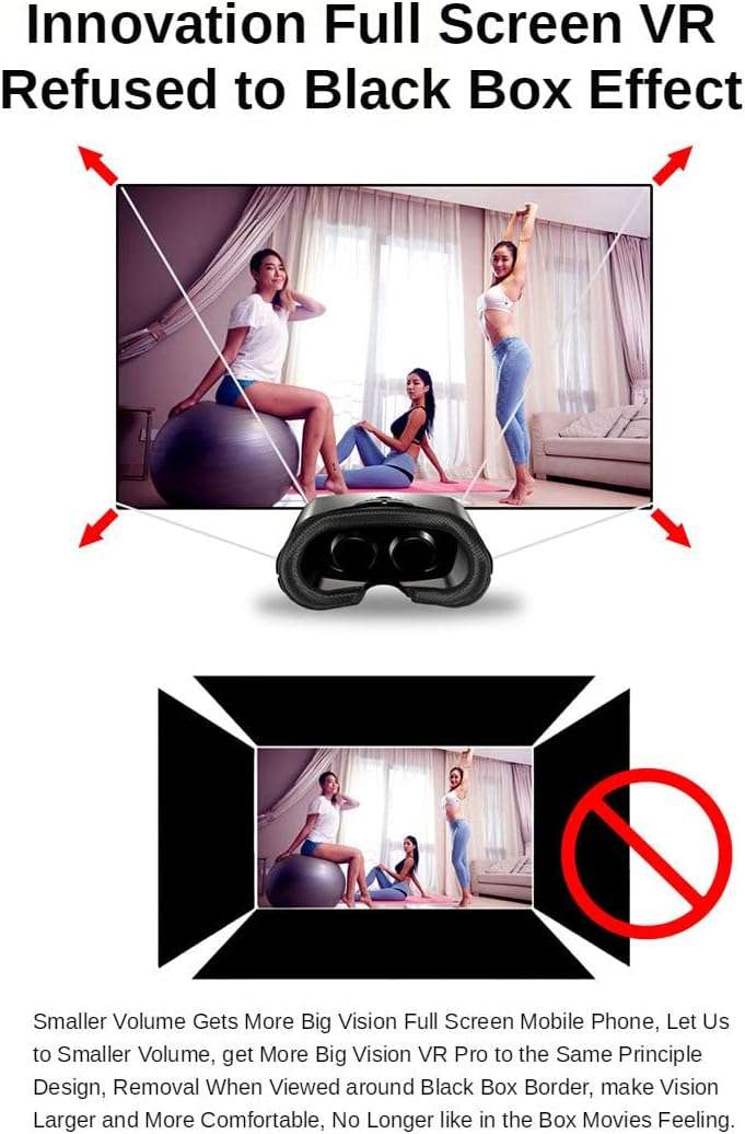 NEWSTYP 5~7inch VRG Pro 3D VR Glasses Virtual Reality Full Screen Visual Wide-Angle VR Glasses Box for 5 to 7 inch Smartphone Eyeglasses with Remote Control (Black Basic) - Image 9