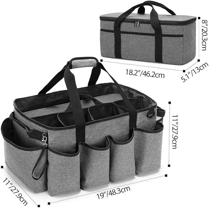 HODRANT Detailing Bag with Polisher Carry Bag, Large Detail Car Care Box for Auto Detailing Supplies, Car Wash Caddy & Trunk Organizer for Buffer Bottle Towel & Cleaning Kit, Gray, Patent Design - Image 3