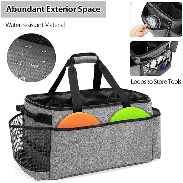 HODRANT Detailing Bag with Polisher Carry Bag, Large Detail Car Care Box for Auto Detailing Supplies, Car Wash Caddy & Trunk Organizer for Buffer Bottle Towel & Cleaning Kit, Gray, Patent Design - Image 6
