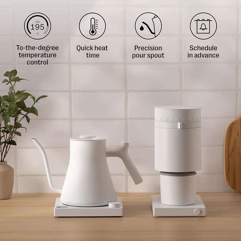 Fellow Stagg EKG Pro Electric Gooseneck Kettle - Pour-Over Coffee and Tea, Quick Heating, Precise Temperature Control, Scheduling, Built-in Brew Timer, Matte White, 0.9 Liter - Image 6