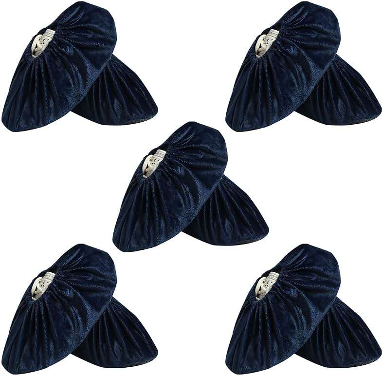 5 Pairs Reusable Shoe Covers, Non Slip Shoe Protectors Covers, Universal Soft Washable Thickened Foot Boot Shoe Covers for Indoors Home Laboratory (Navy blue) - Image 1