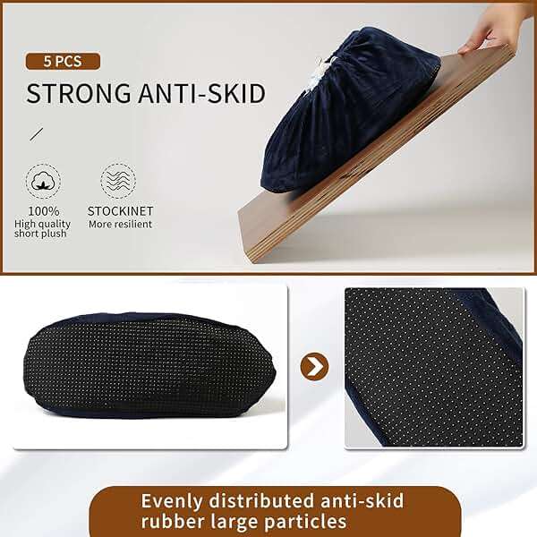 5 Pairs Reusable Shoe Covers, Non Slip Shoe Protectors Covers, Universal Soft Washable Thickened Foot Boot Shoe Covers for Indoors Home Laboratory (Navy blue) - Image 4