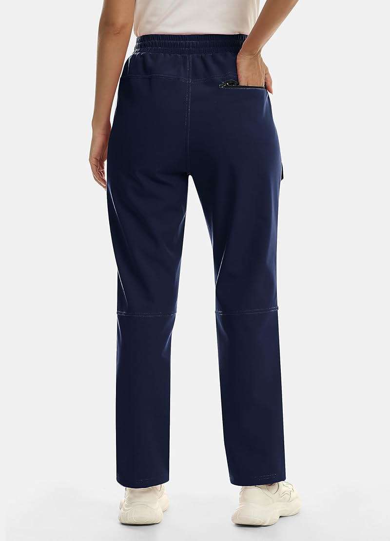 MoFiz Women's Waterproof Windproof Ski Snow Hiking Cargo Pants Warm Fleece Lined Elastic Waisted Zipper Pockets Winter - Image 2