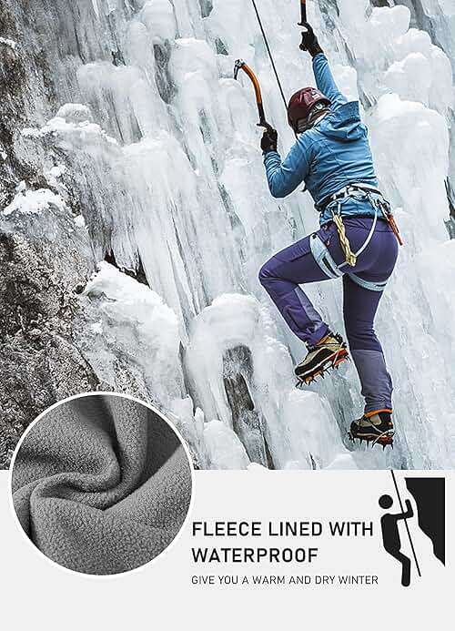 MoFiz Women's Waterproof Windproof Ski Snow Hiking Cargo Pants Warm Fleece Lined Elastic Waisted Zipper Pockets Winter - Image 6