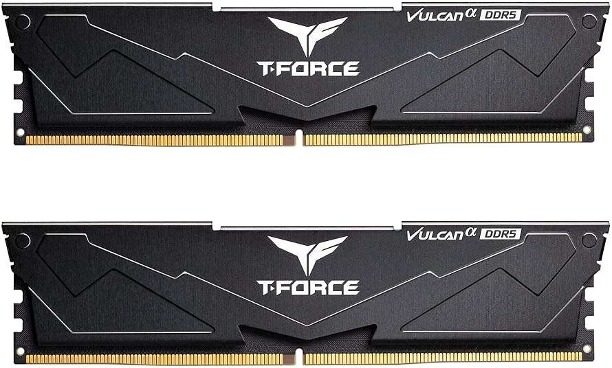 TEAMGROUP T-Force Vulcan Alpha DDR5 Ram 32GB Kit (2x16GB) 5600MHz (PC5-44800) CL40 Desktop Memory Module Ram (Black) AMD Optimized Memory FLABD532G5600HC40BDC01 - Image 1