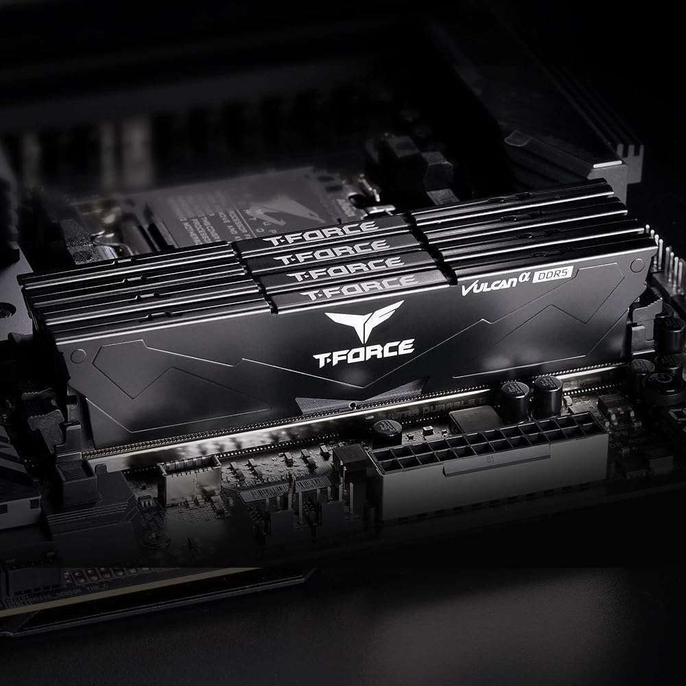 TEAMGROUP T-Force Vulcan Alpha DDR5 Ram 32GB Kit (2x16GB) 5600MHz (PC5-44800) CL40 Desktop Memory Module Ram (Black) AMD Optimized Memory FLABD532G5600HC40BDC01 - Image 2
