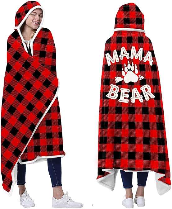 Vprintes Mama Bear Wearable Blanket Hoodie - Gifts for Mom - Mothers Day Gifts for Wife from Husband - Mom Birthday Gift Ideas - Image 1