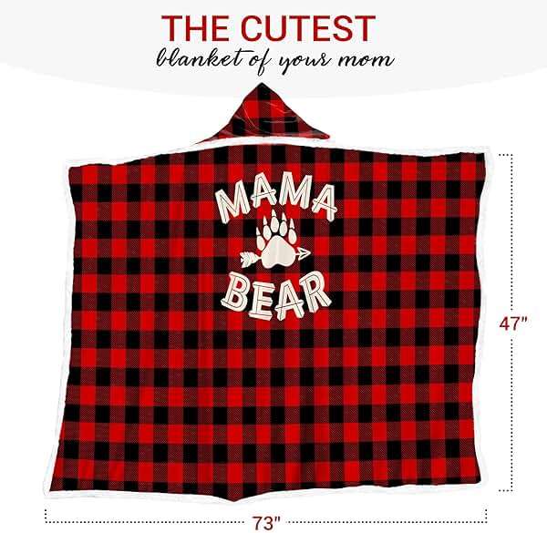 Vprintes Mama Bear Wearable Blanket Hoodie - Gifts for Mom - Mothers Day Gifts for Wife from Husband - Mom Birthday Gift Ideas - Image 2