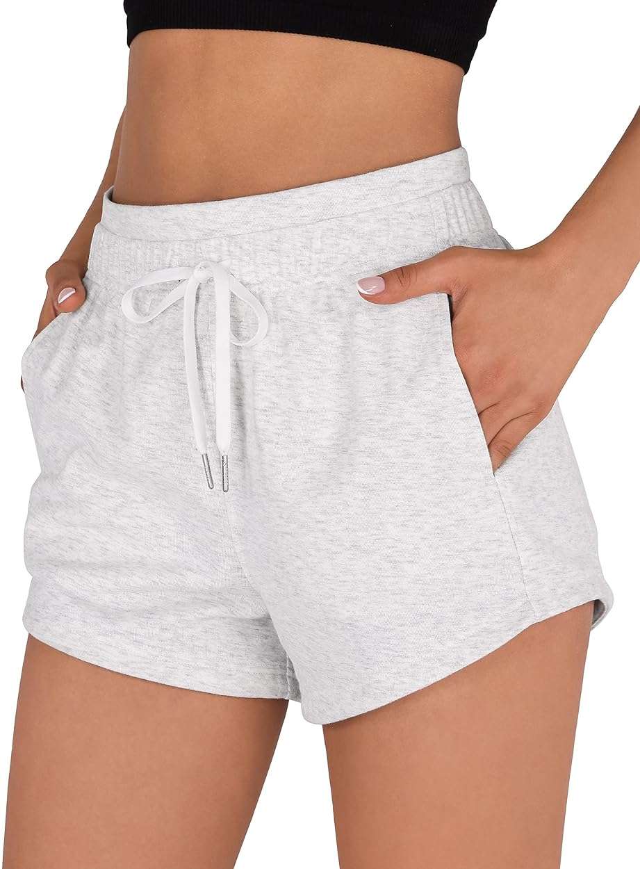 ODODOS Women's Sweat Shorts with Pockets Cotton French Terry Drawstring Summer Workout Casual Lounge Shorts - Image 1