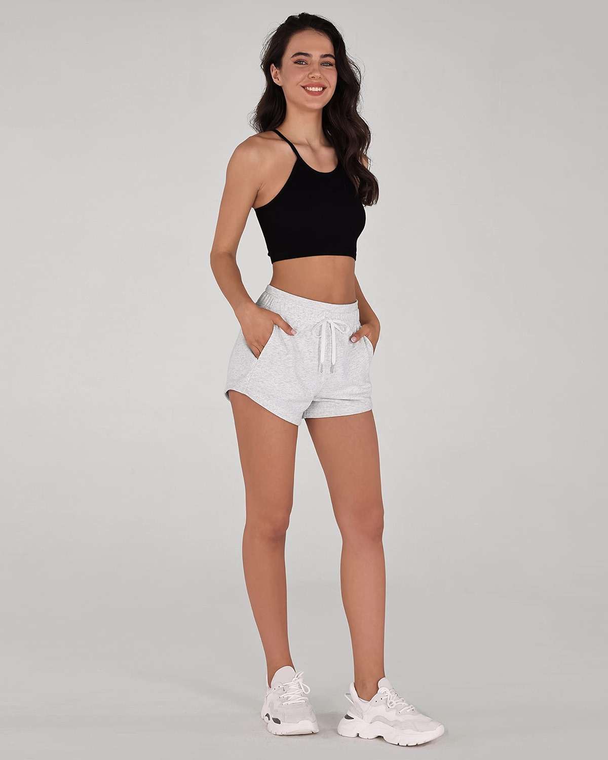ODODOS Women's Sweat Shorts with Pockets Cotton French Terry Drawstring Summer Workout Casual Lounge Shorts - Image 5
