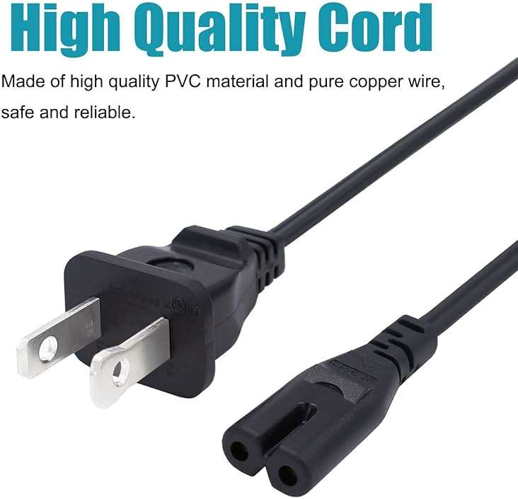 2 Prong Power Cord Replacement for JBL Partybox Encore Essential Bluetooth Speaker Audio System ONN.100008736 Power Cord 8ft IEC C7 AC Cable - Image 2