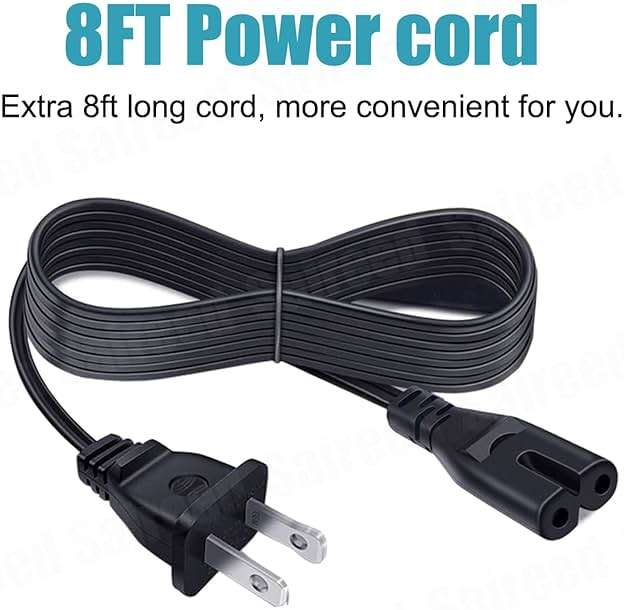 2 Prong Power Cord Replacement for JBL Partybox Encore Essential Bluetooth Speaker Audio System ONN.100008736 Power Cord 8ft IEC C7 AC Cable - Image 5