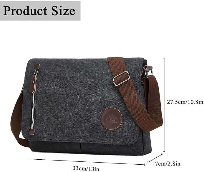 ZHIERNA Canvas Satchel Messenger Bag for Men Women, Vintage Shoulder Crossbody 13.3" Laptop Bag for Work Travel - Image 2