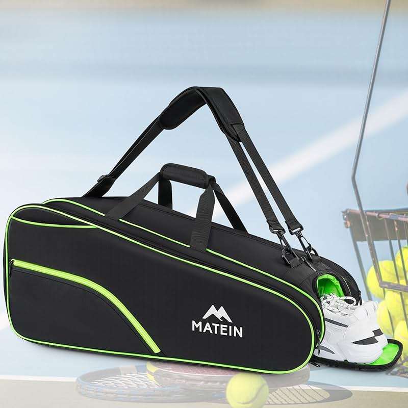 MATEIN Tennis Bag 6 Rackets, Large Racket Bag with Shoe Compartment, Cooler | Extra Large, Protective, Convertible, Removeable Shoulder Strap, Insulated Cooler Pocket, Water Resistant, Men Tournament Use - Image 8