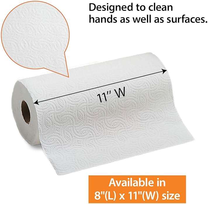 Coastwide Professional Jumbo Kitchen Paper Towels - 2-Ply, Absorbent, 250 Sheets per Roll, 12-Pack, White for Cleaning & Drying - Image 7