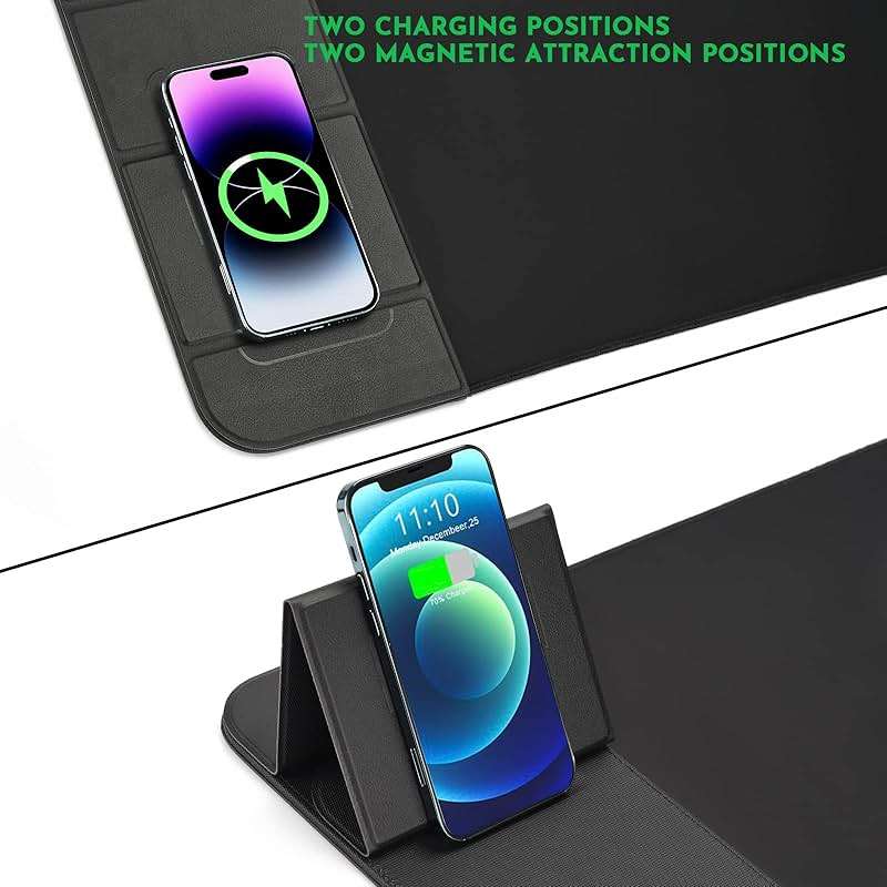Wireless Charging Mouse Pad with Phone Holder Gaming Mousepad Desk Mat 15W Qi Fast Charging Pad Ultra-Smooth Surface Non-Slip Extended Premium Black Computer Keyboard Mat for MacBook PC Laptop - Image 2