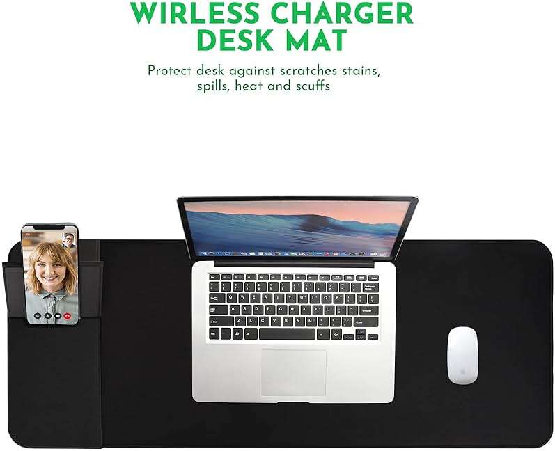 Wireless Charging Mouse Pad with Phone Holder Gaming Mousepad Desk Mat 15W Qi Fast Charging Pad Ultra-Smooth Surface Non-Slip Extended Premium Black Computer Keyboard Mat for MacBook PC Laptop - Image 5