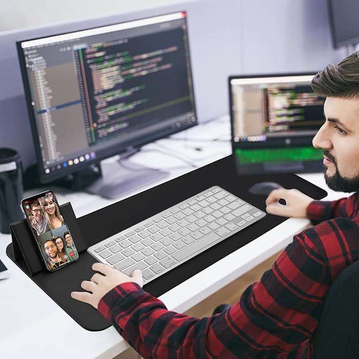 Wireless Charging Mouse Pad with Phone Holder Gaming Mousepad Desk Mat 15W Qi Fast Charging Pad Ultra-Smooth Surface Non-Slip Extended Premium Black Computer Keyboard Mat for MacBook PC Laptop - Image 6