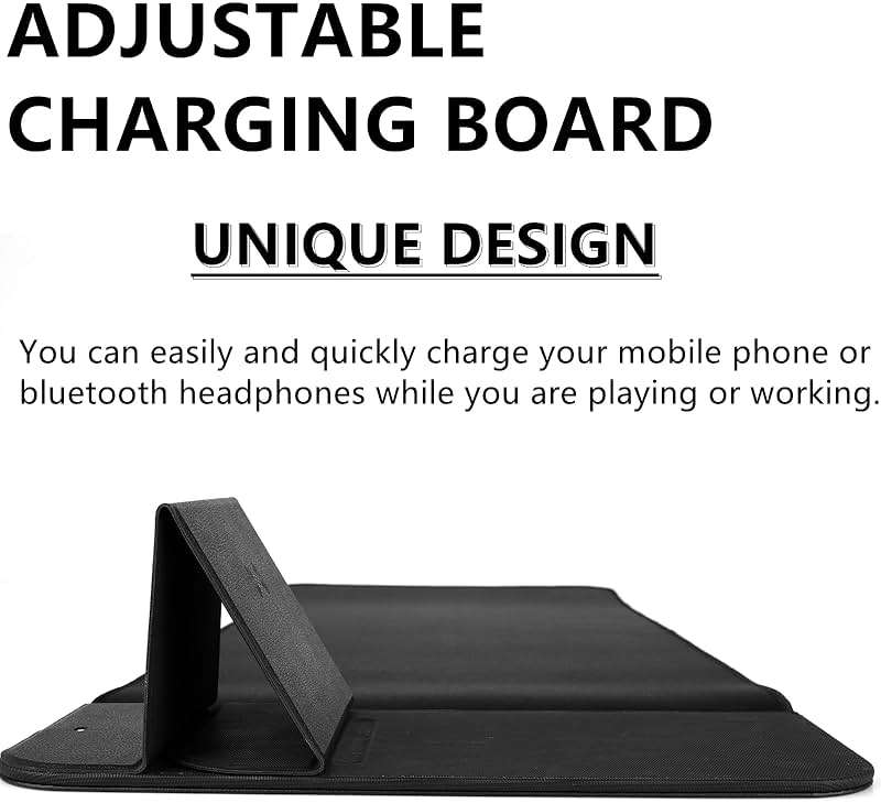 Wireless Charging Mouse Pad with Phone Holder Gaming Mousepad Desk Mat 15W Qi Fast Charging Pad Ultra-Smooth Surface Non-Slip Extended Premium Black Computer Keyboard Mat for MacBook PC Laptop - Image 9