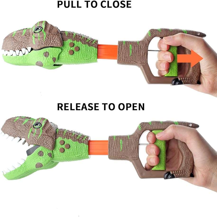 DINOBROS Dinosaur Chomper Toys for Kids with 3 Roar Sounds and Light Jurassic Dinosaurs Grabber Claw T-Rex Reacher Robot Hand Pincher Dino Snapper - Image 4