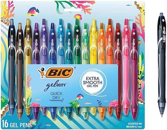 BIC Gelocity Quick Dry Ocean Themed Gel Pens, Medium Point (0.7 mm), School Supplies for Color-Coding Notes, Gel Pen Set for Students and Teachers, 16-Count Pack in Assorted Colors - Image 1
