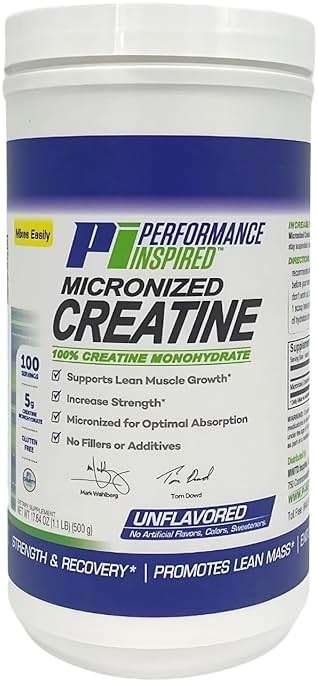 Performance Inspired Nutrition Micronized Creatine Monohydrate – 100% Pure, Unflavored, No Fillers – Supports Muscle Growth & Recovery – 1.1 lb - Image 1