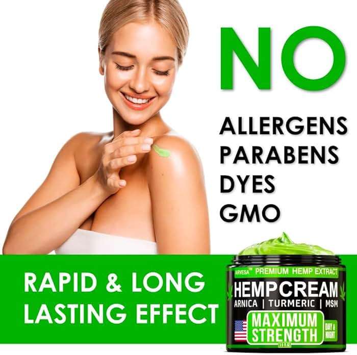 Hemp Cream - Maximum Strength - Natural Hemp Oil Extract Gel Rub with MSM - Glucosamine - Arnica - Turmeric - Maximum Strength - Formulated in USA - 3.9 oz - Image 8