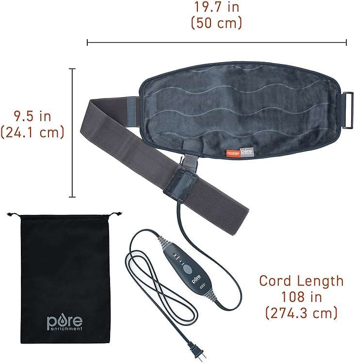 Pure Enrichment PureRelief Pro Far Infrared Universal Heat Wrap - Deep Muscle Relief for Back, Neck, Shoulder, & Knee Pain in Athletes, 4 Heat Settings, Dry/Moist Heat, Lumbar Heating Pad (Iron Gray) - Image 5