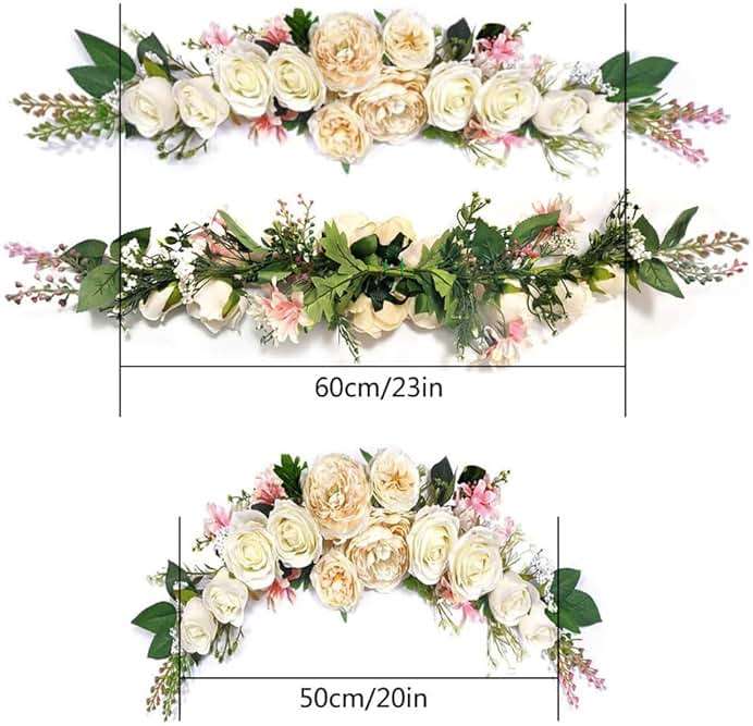 Arch Flowers, OrgMemory Artificial Floral Swags, 20" Length in Bent, Decorative Swag, Artificial Flower Swag for Door Party Wall Home Decor (Champagne) - Image 3