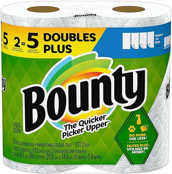 Bounty Select-A-Size Paper Towels, 2 Double Plus Rolls, White, 113 Sheets Per Roll - Image 1
