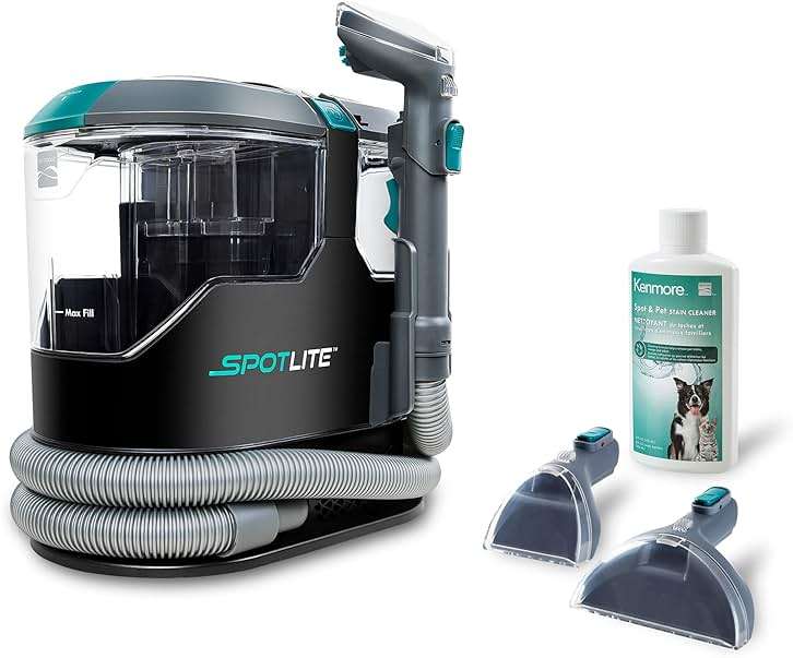 Kenmore KW2001 SpotLite Portable Carpet Spot Cleaner & Pet Stain Remover, 17Kpa Powerful Suction with Versatile Tools for Upholstery, Couches, Car and Auto Detailer, Gray - Image 1