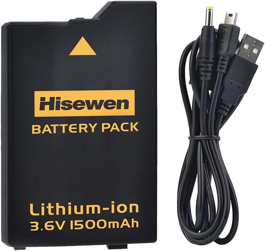 Hisewen PSP 3000 Battery with PSP Charger Cable for Sony PSP 3000 / PSP Slim 2000 PSP-S110, PSP-3001, PSP-3000, PSP-3002, PSP-3004, PSP-2001, PSP Slim Console - Image 1