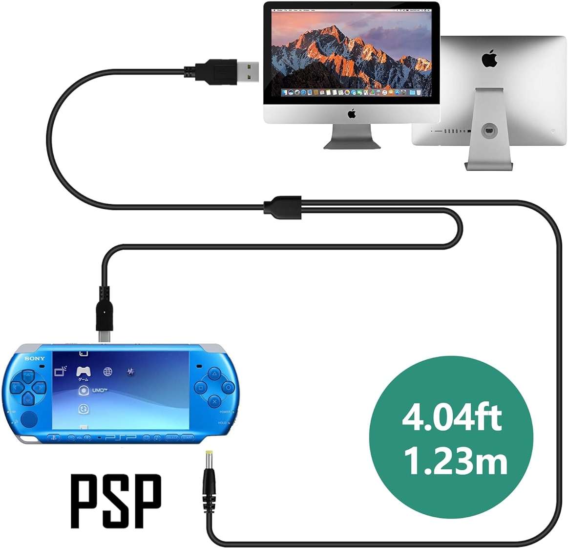Hisewen PSP 3000 Battery with PSP Charger Cable for Sony PSP 3000 / PSP Slim 2000 PSP-S110, PSP-3001, PSP-3000, PSP-3002, PSP-3004, PSP-2001, PSP Slim Console - Image 4
