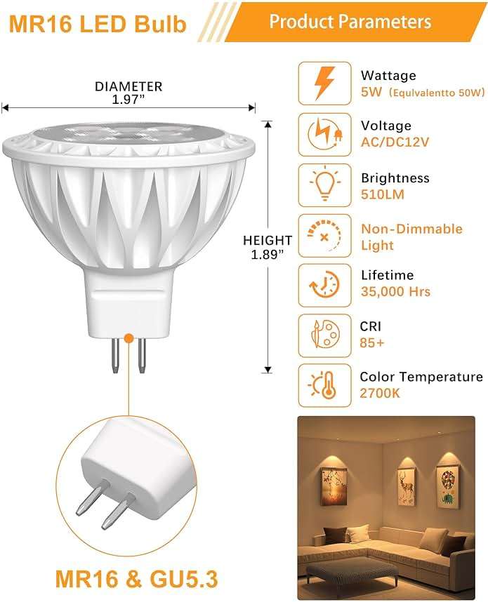 GOHDLAMP 12 Pack MR16 LED Light Bulbs, 50 Watt Equivalent Landscape Light Bulbs, 2700K Warm White 5W 12V Spotlight Bulb, Non-Dimmable, 38 Degree Beam Angle for Landscape, Recessed, Track Lighting - Image 3