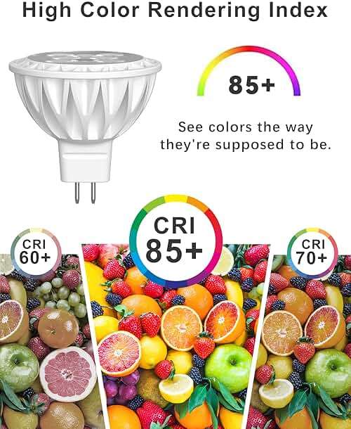 GOHDLAMP 12 Pack MR16 LED Light Bulbs, 50 Watt Equivalent Landscape Light Bulbs, 2700K Warm White 5W 12V Spotlight Bulb, Non-Dimmable, 38 Degree Beam Angle for Landscape, Recessed, Track Lighting - Image 6