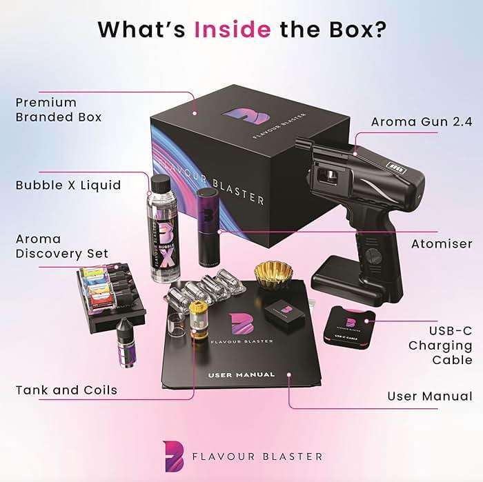 Flavour Blaster Cocktail Bubble & Smoke Gun Kit | Smoking Cocktail Machine, Edible Bubbles & Aroma | Smoke Bubble Gun for Elevating Drinks & Food with Flavor-Rich Clouds | Cocktail Gift Sets | Black - Image 3