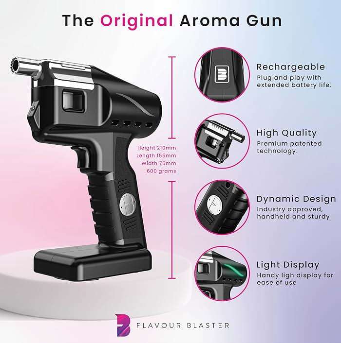 Flavour Blaster Cocktail Bubble & Smoke Gun Kit | Smoking Cocktail Machine, Edible Bubbles & Aroma | Smoke Bubble Gun for Elevating Drinks & Food with Flavor-Rich Clouds | Cocktail Gift Sets | Black - Image 4