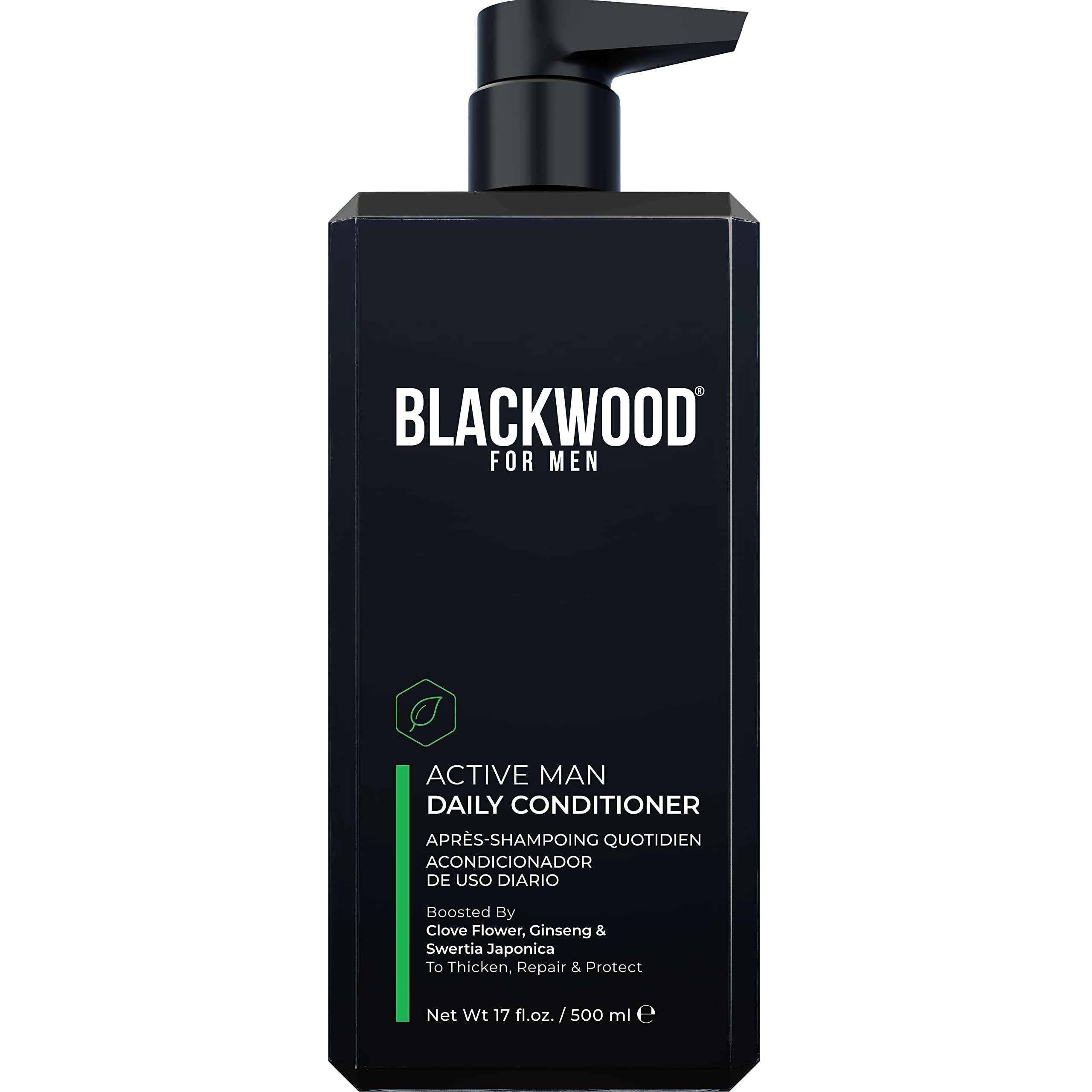 BLACKWOOD FOR MEN Active Man Daily Hair Conditioner for Men, Thickening Conditioner, Deep Nourishing Treatment for Shine, Hair Loss & Dandruff - Natural Vegan Formula Sulfate-Free, Paraben-Free,17 oz - Image 1