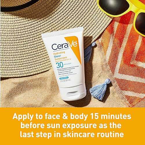CeraVe Hydrating Sheer Sunscreen with SPF 30 for Face and Body, Mineral & Chemical Sunscreen for Men & Women with Zinc Oxide, Hyaluronic Acid and Ceramides, Paraben-Free + Fragrance-Free, 3 Ounces - Image 6