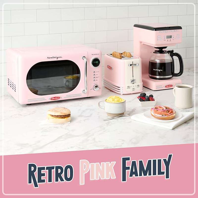Nostalgia Retro Wide 2-Slice Toaster, Vintage Design With Crumb Tray, Cord Storage & 5 Toasting Levels, Pink - Image 7