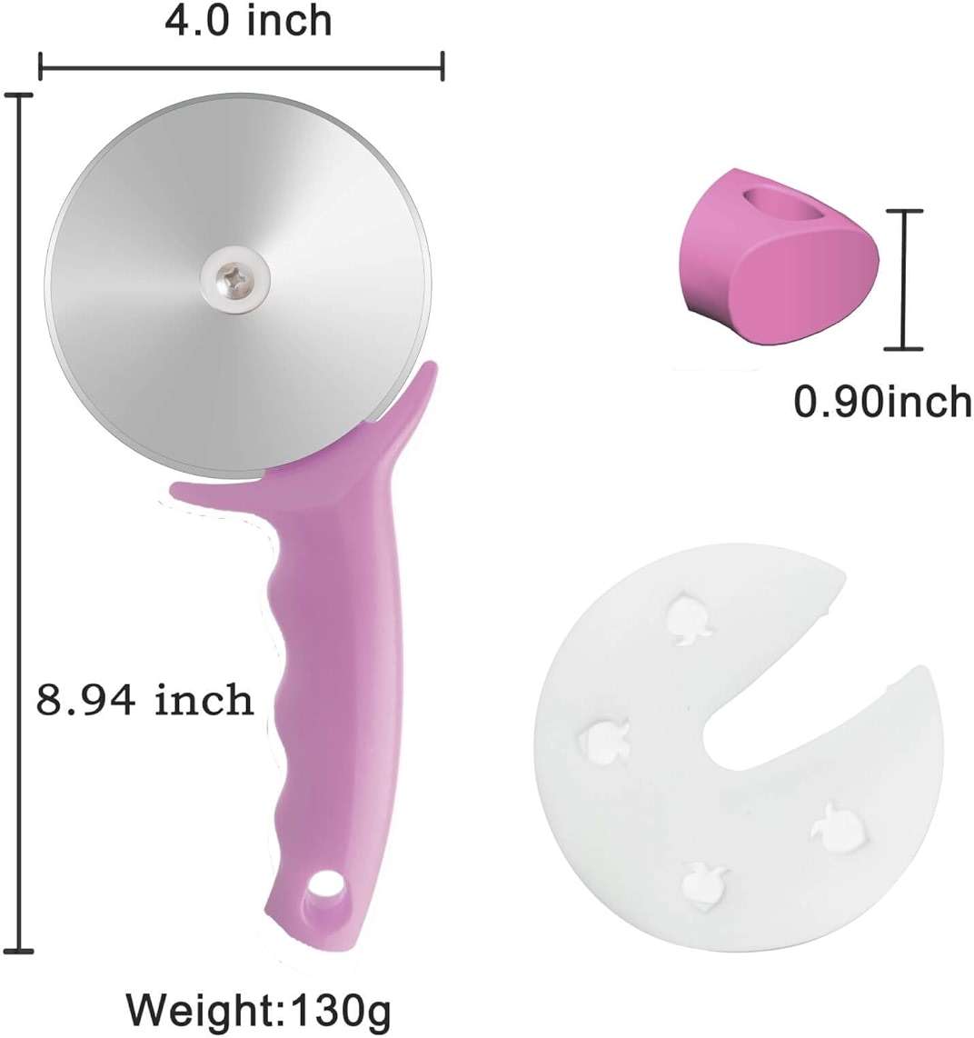 4" Pizza Cutter Wheel,Stainless Steel Large Pizza Cutter with Cover, Super Sharp Pizza Slicer-Dishwasher Available,Smooth Rotating Large Pizza Wheel Cutter Safe with Healthy Material (Rosy, 4 inch) - Image 3