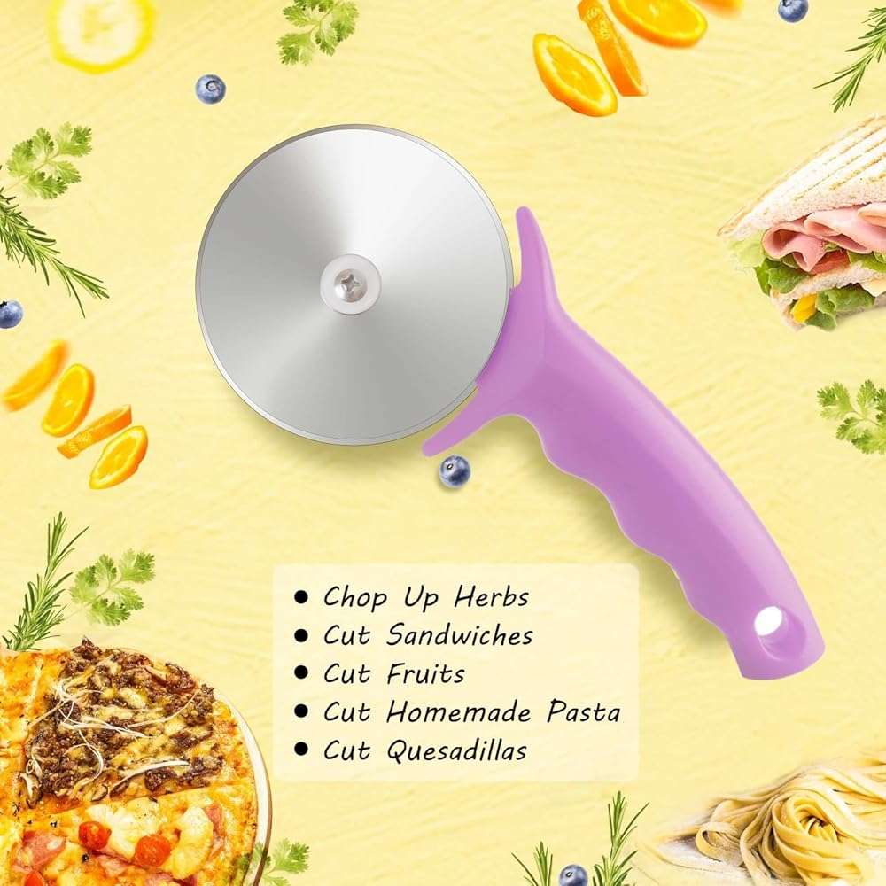 4" Pizza Cutter Wheel,Stainless Steel Large Pizza Cutter with Cover, Super Sharp Pizza Slicer-Dishwasher Available,Smooth Rotating Large Pizza Wheel Cutter Safe with Healthy Material (Rosy, 4 inch) - Image 6