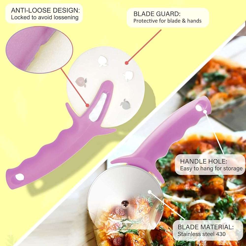 4" Pizza Cutter Wheel,Stainless Steel Large Pizza Cutter with Cover, Super Sharp Pizza Slicer-Dishwasher Available,Smooth Rotating Large Pizza Wheel Cutter Safe with Healthy Material (Rosy, 4 inch) - Image 7