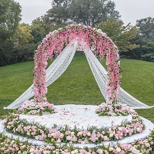 JUSTOYOU 3PCS 7FT 12 Stem Artificial Wisteria Vine Garland Fake Flower Wisteria Garlands for Outdoor Indoor Wedding Wall Bedroom Decoration(Fuchsia) - Image 4