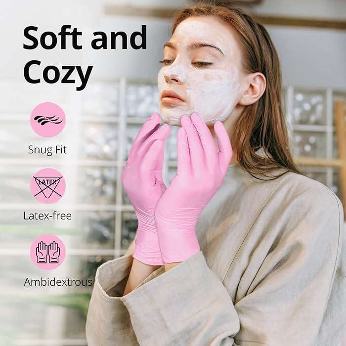 SwiftGrip Pink Nitrile Gloves, 3-mil, Industrial Gloves Disposable Latex Free, for Cleaning & Esthetician, Rubber Powder-Free, 100-ct Box (Small) - Image 3