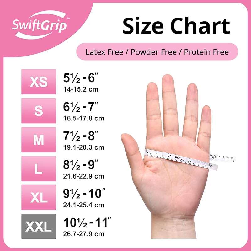 SwiftGrip Pink Nitrile Gloves, 3-mil, Industrial Gloves Disposable Latex Free, for Cleaning & Esthetician, Rubber Powder-Free, 100-ct Box (Small) - Image 6