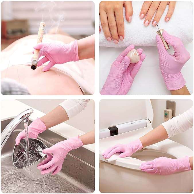 SwiftGrip Pink Nitrile Gloves, 3-mil, Industrial Gloves Disposable Latex Free, for Cleaning & Esthetician, Rubber Powder-Free, 100-ct Box (Small) - Image 7