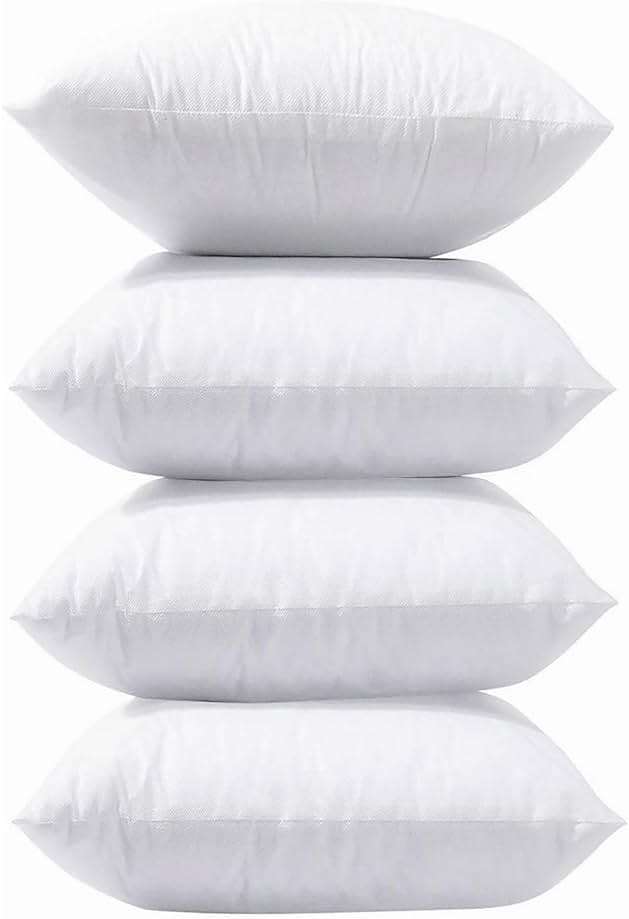 LANE LINEN 4 Pack 18x18 White Throw Pillow Inserts for Decorative Pillow Covers, Couch Pillows for Living Room, Fluffy Pillows for Bed - Image 1